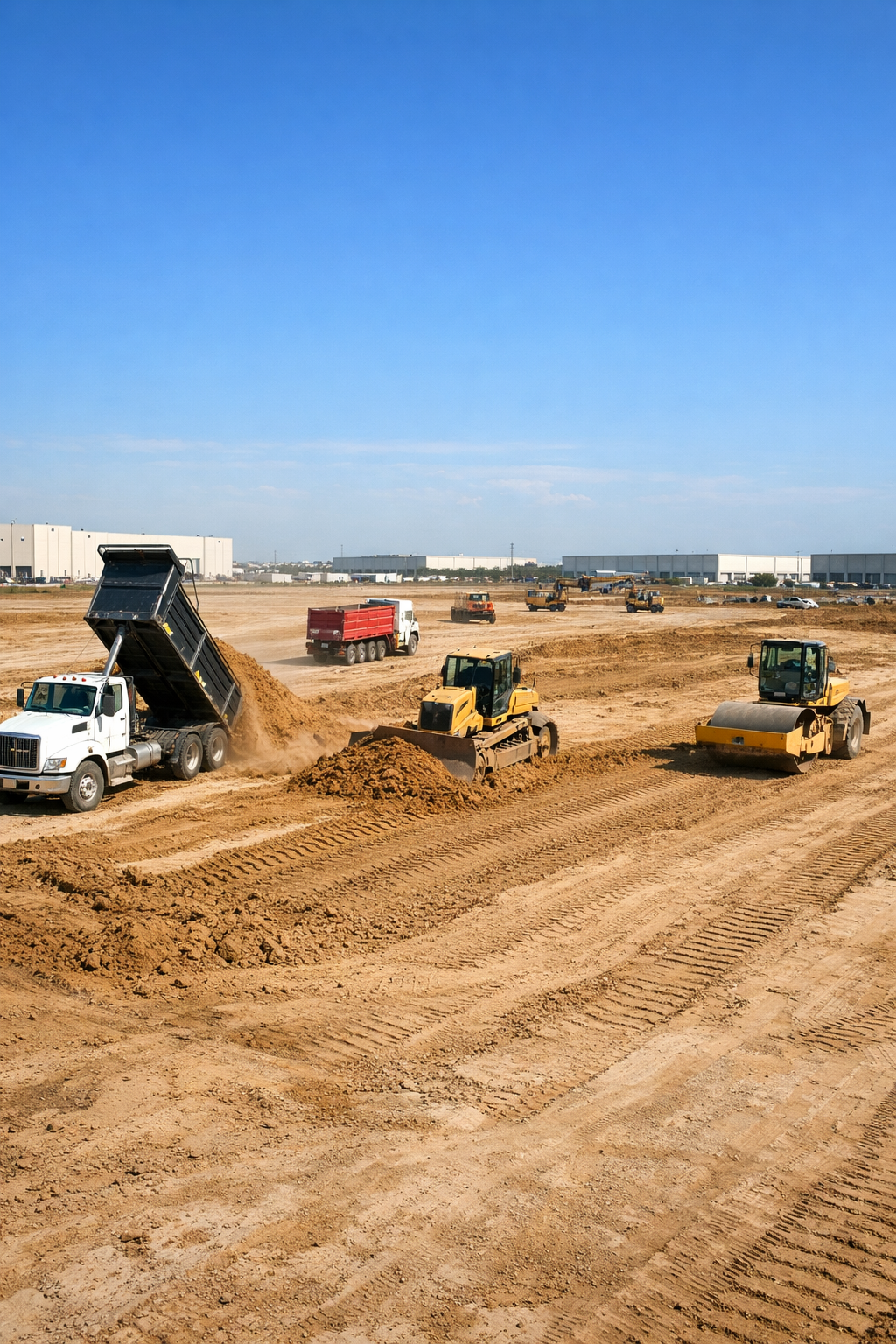 Select fill dirt in Fort Worth, TX at a commercial construction site.