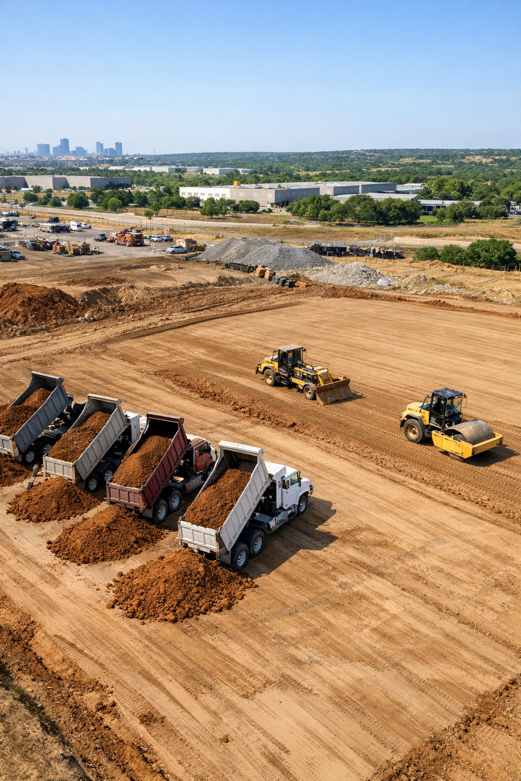 Buy Bulk Fill Dirt in Fort Worth, TX at a commercial construction site.