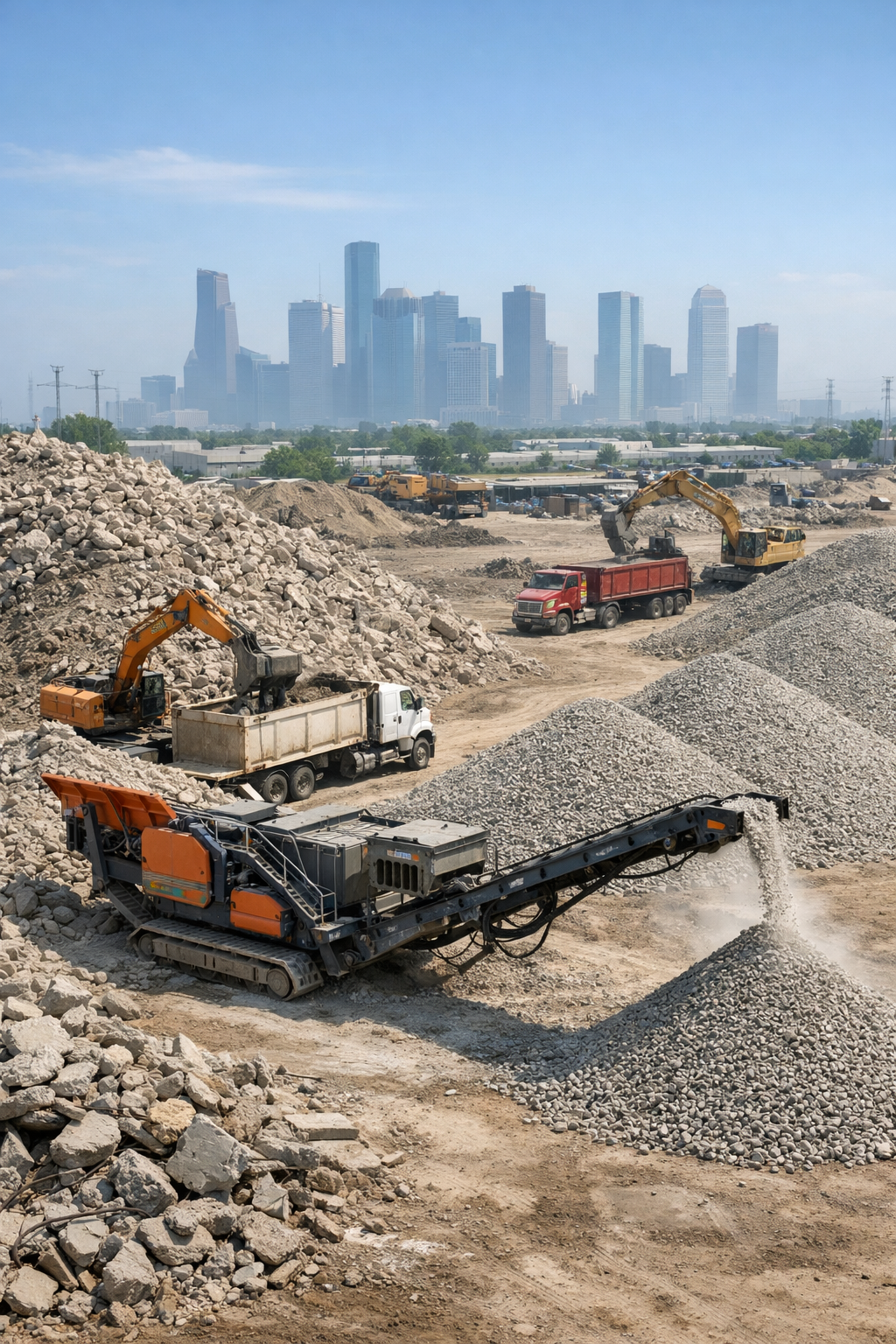 Sell Crushed Concrete in Houston TX from demolition site to recycling facility.