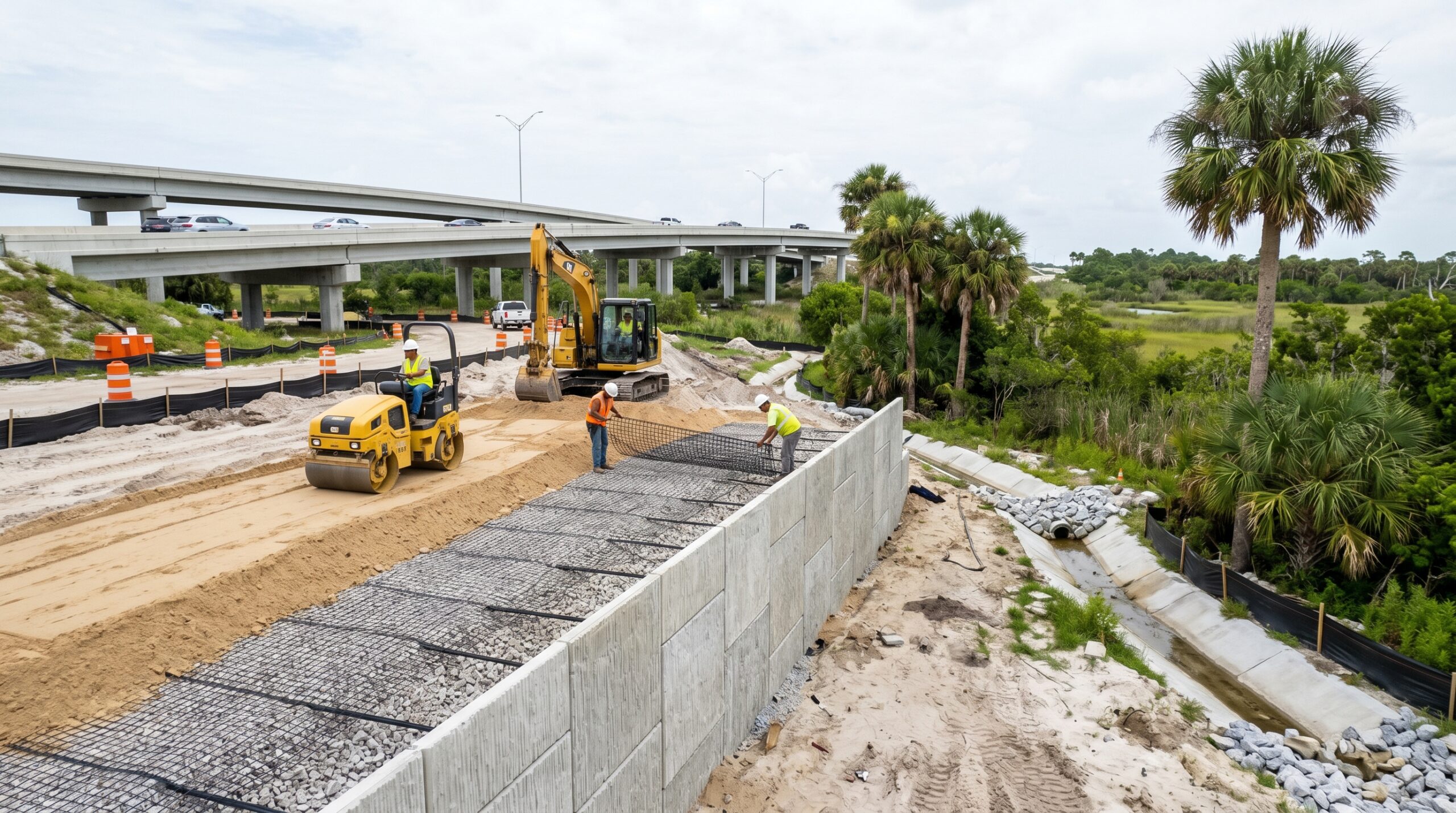 MSE backfill is important for Florida infrastructure projects involving retaining walls and highway embankments.