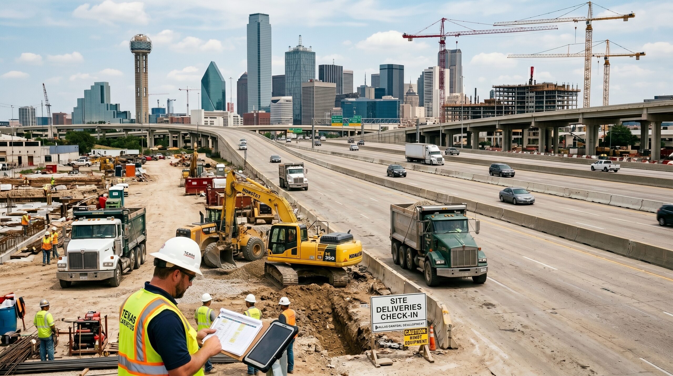 Material sourcing challenges in Dallas construction projects causing delivery delays and logistics coordination issues at a Texas job site.
