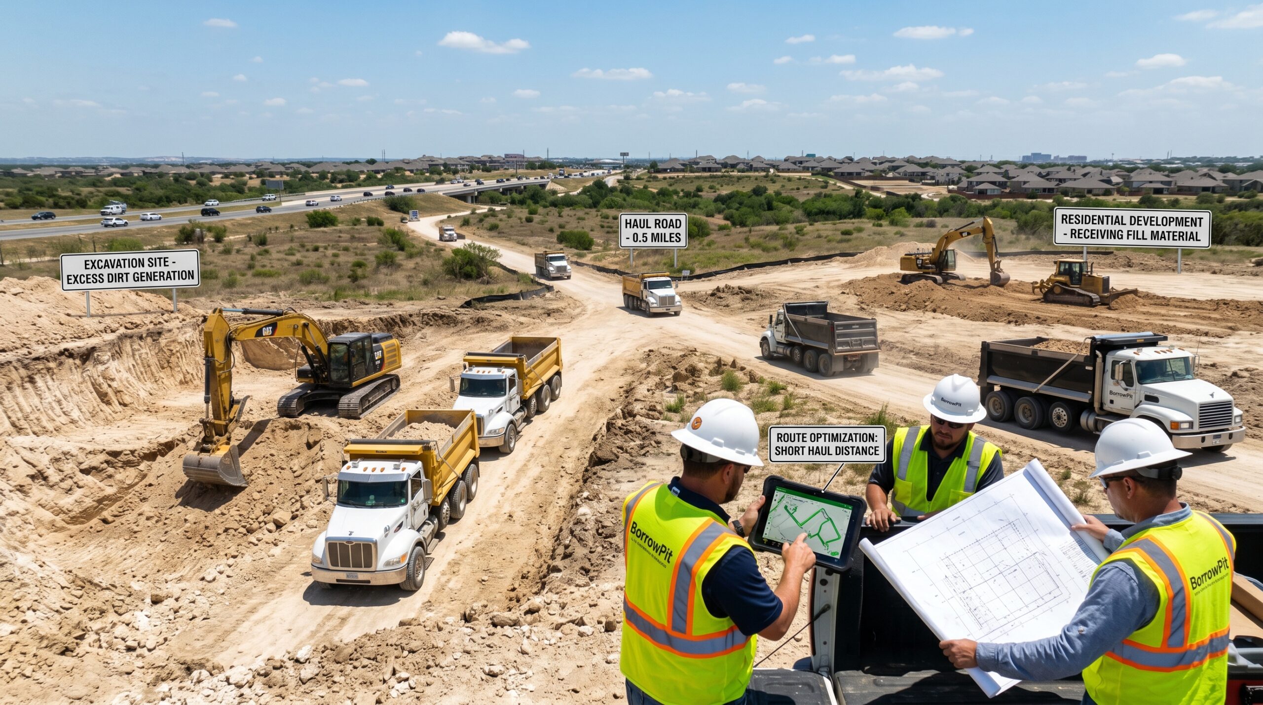 Dirt brokering in San Antonio connecting excavation projects with local fill dirt demand to improve construction efficiency.