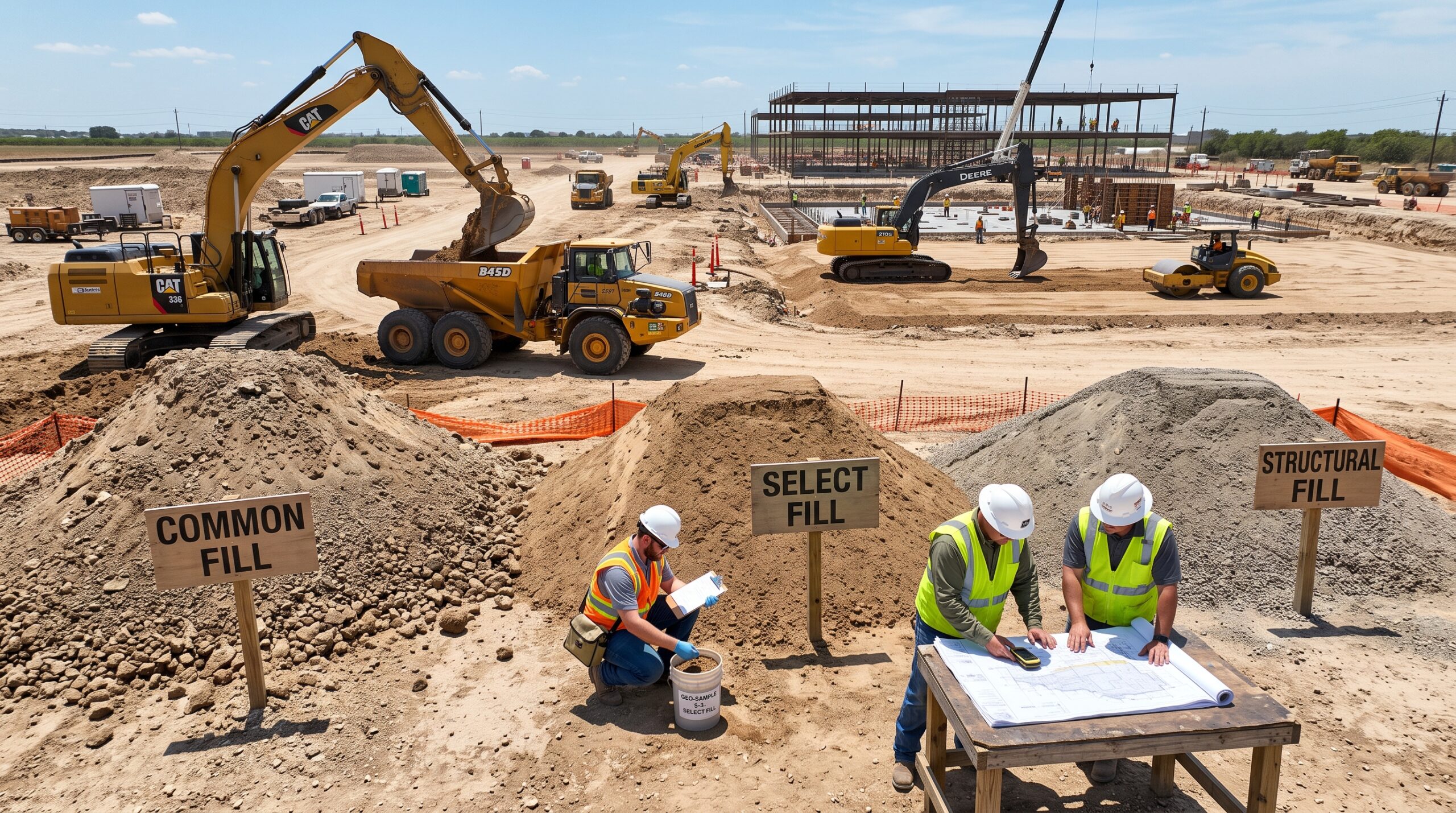 Comparison of select fill vs structural fill vs common fill materials on a Texas construction project.