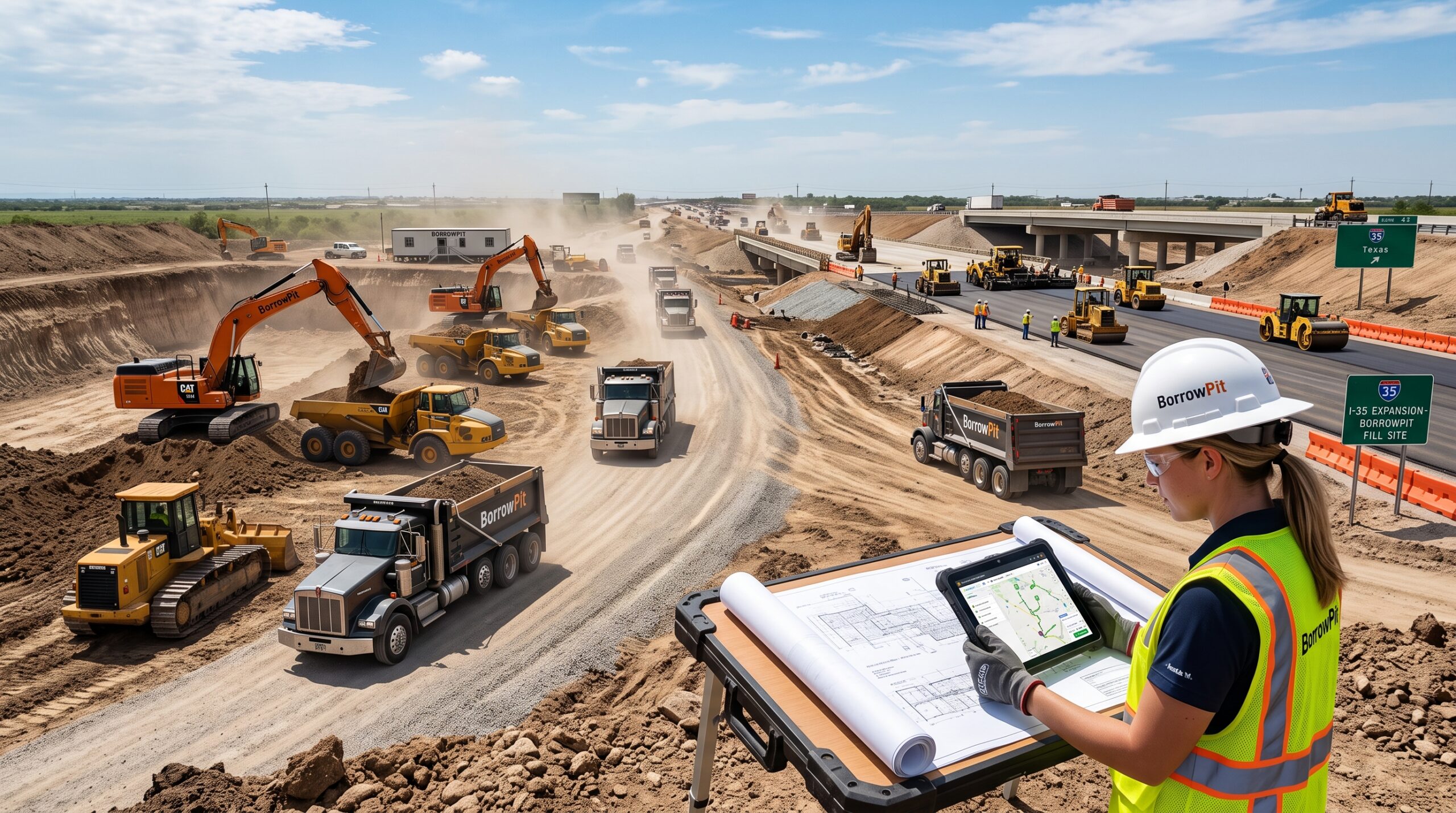 Dirt brokerage in Texas connecting borrow pits with highway construction projects.